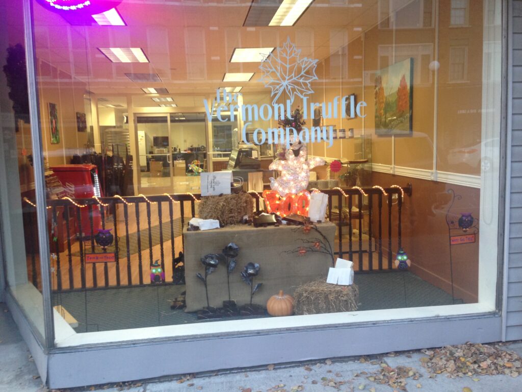 Vermont Truffle Company Halloween Window Display